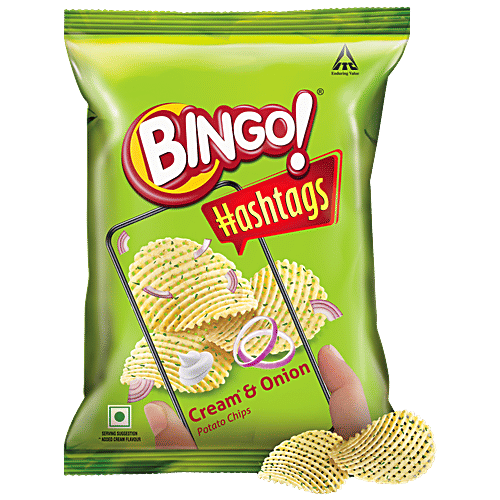 Bingo! Hashtags Cream & Onion Potato Chips, 53 g Pouch 