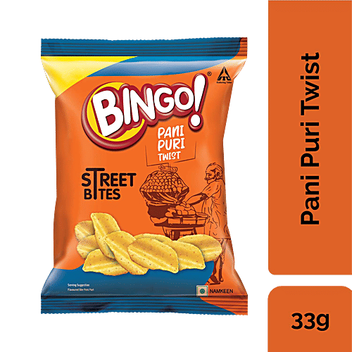Bingo! Street Bites - Pani Puri Twist, Unique Flavour, Crispy, 33 g  