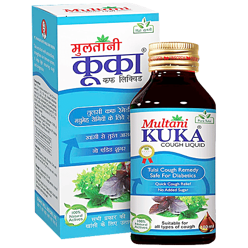 Multani Kuka Cough Liquid - Pure Tulsi, No Added Sugar, Safe For Diabetics, 100 ml  