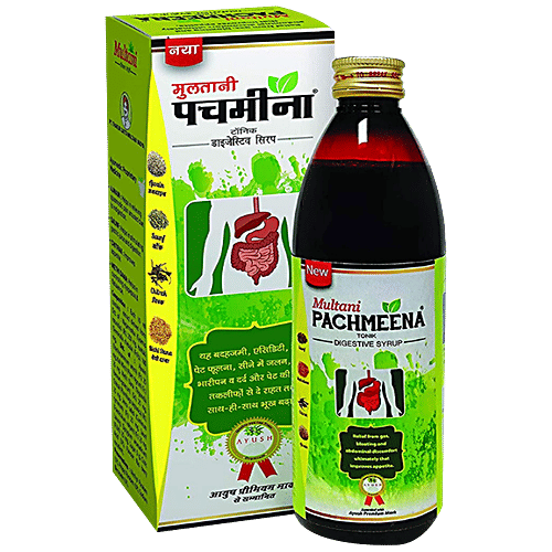 Multani Pachmeena Tonic Digestive Syrup - Improves Appetite, Helps Relief From Gas, 100 ml