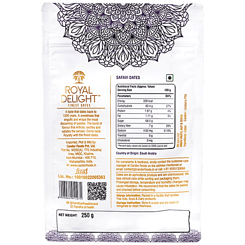 Royal Delight Safavi Dates - Edible Sweet Fruit, 100% Natural, 250 g  