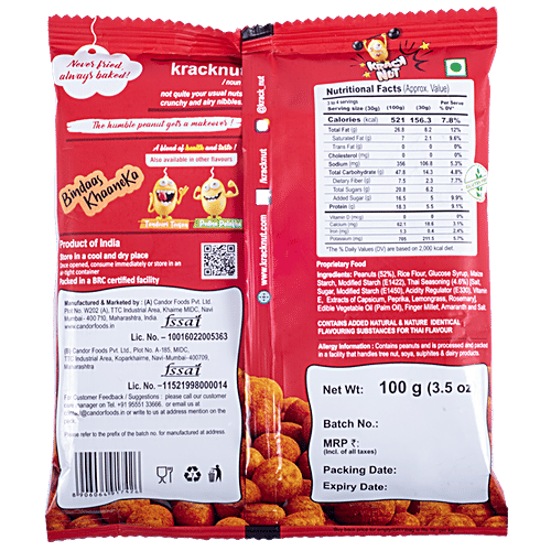 Kracknut Coated Peanuts - Thai Firangi, Crispy Savoury Snack, 100 g  