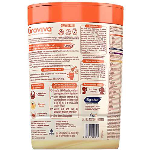 Groviva Wholesome Child Nutrition For Growth & Development - Vanilla, High Protein With DHA, 400 g  