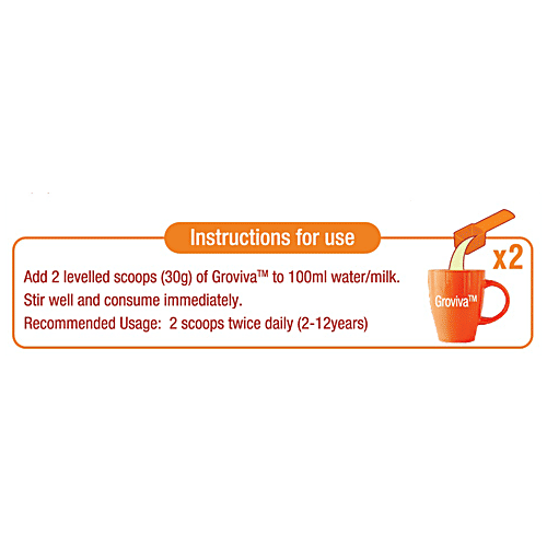 Groviva Wholesome Child Nutrition For Growth & Development - Chocolate, High Protein With DHA, 750 g (2 Units x 375 g Each) 