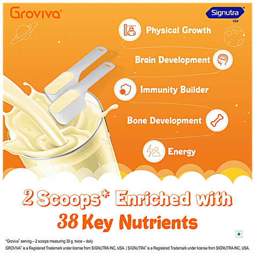 Groviva Wholesome Child Nutrition For Growth & Development - Strawberry, High Protein With DHA, 400 g  