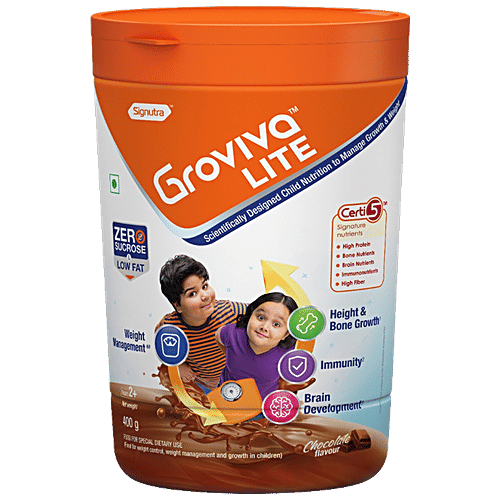 Groviva Lite Scientifically Designed Child Nutrition To Manage Growth & Weight-Chocolate, 400 g Jar 