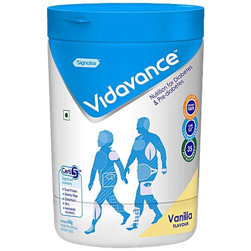 Vidavance Advanced Nutrition For Diabetes & Pre-Diabetes - Vanilla, 400 g Jar 