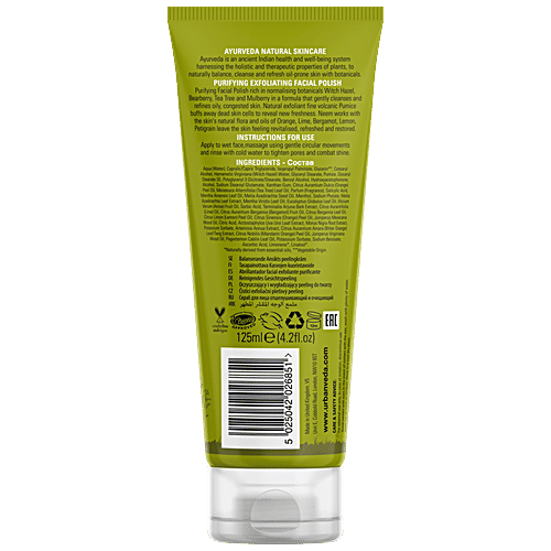 Urban Veda Purifying Exfoliating Facial Polish - Neem + Botanics, For Oil Prone Skin, Mattifying, 125 ml  