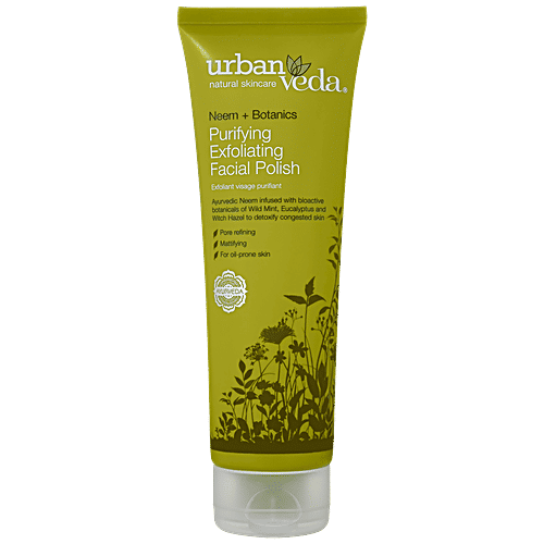 Urban Veda Purifying Exfoliating Facial Polish - Neem + Botanics, For Oil Prone Skin, Mattifying, 125 ml  
