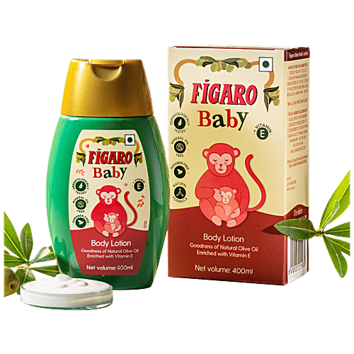 Figaro Baby Body Lotion - Goodness Of Olive Oil & Vitamin E, Gentle On Skin, No Parabens, 400 ml
