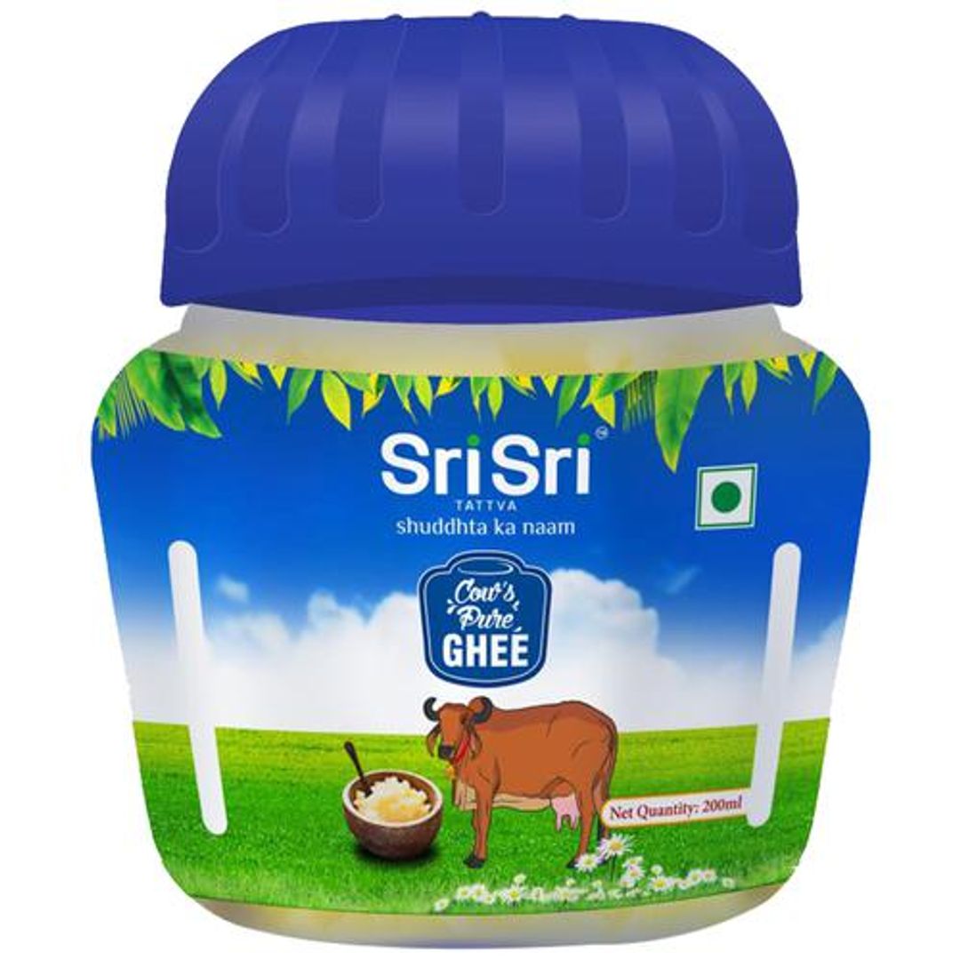 Sri Sri Tattva Cow's Pure Ghee - Source Of Calcium, Boosts Overall Health, 200 ml Jar