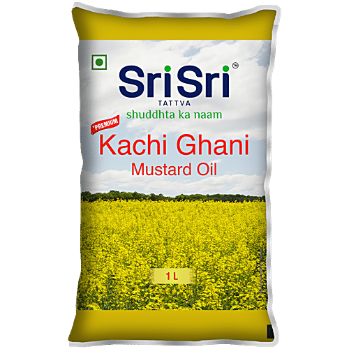 Sri Sri Tattva Premium Kachi Ghani Mustard Oil - Fortified With Vitamin A, D, Boosts Overall Health, 1 L Pouch