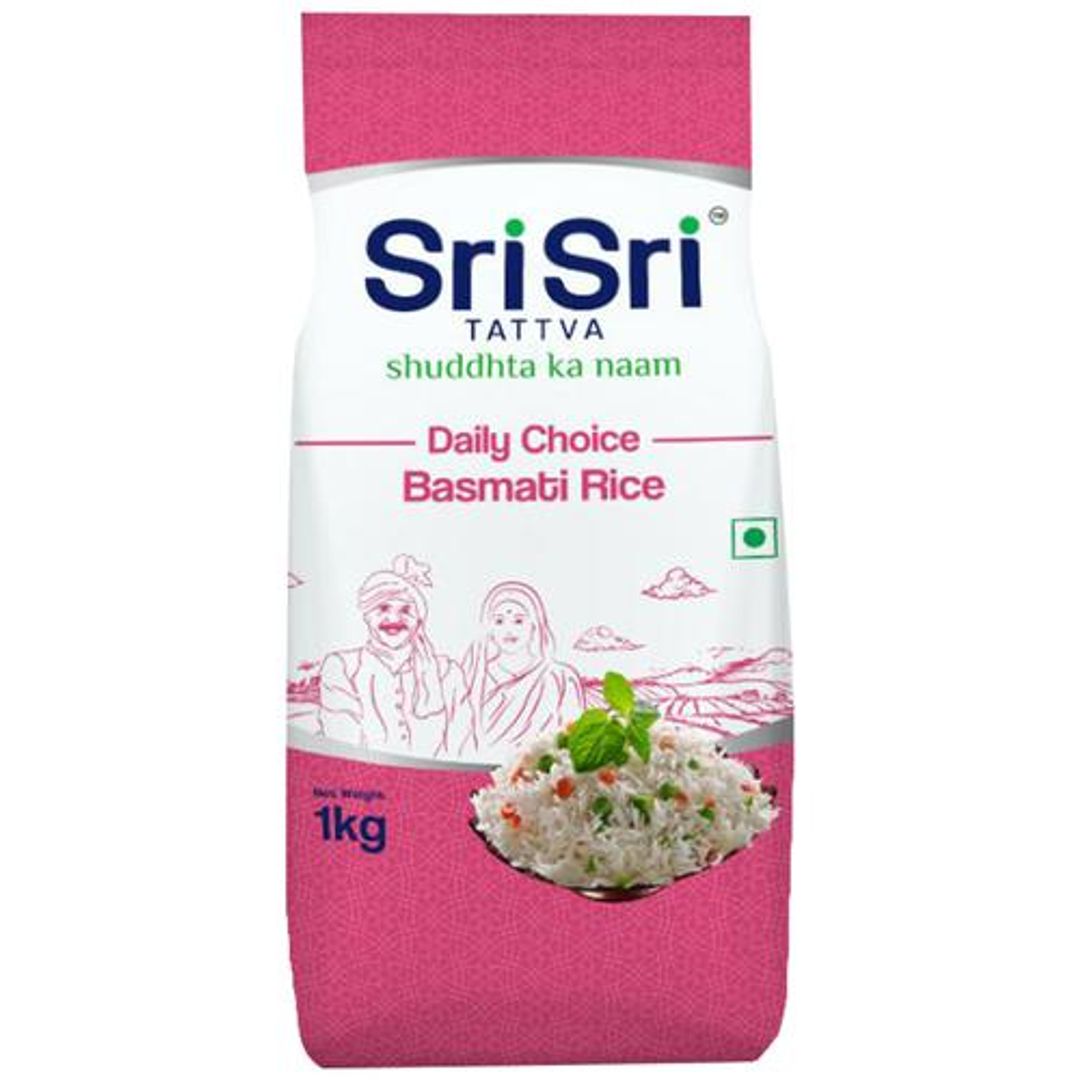 Sri Sri Tattva Daily Choice Basmati Rice - Long Grain, Intense Flavour, Rich Aroma, 1 kg 
