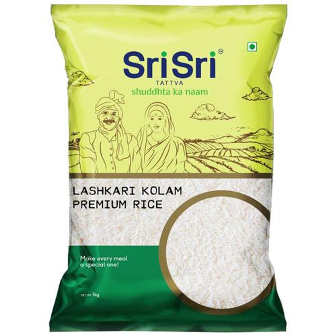 Sri Sri Tattva Lashkari Kollam Premium Rice - Light Weight, Easy To Digest, Soft Texture, 1 kg 