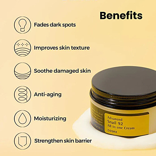 CosRx Advanced Snail 92 All In One Cream - Prevents Breakouts, For Healthy, Glowing Skin, 100 ml  