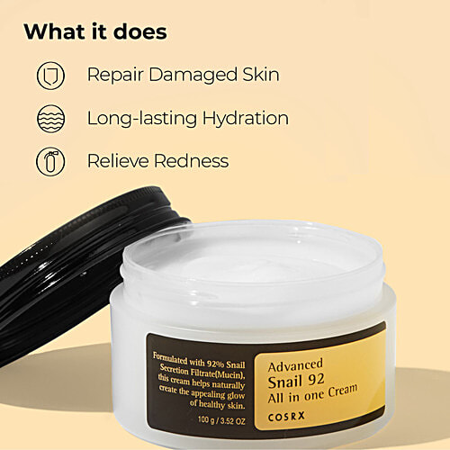 CosRx Advanced Snail 92 All In One Cream - Prevents Breakouts, For Healthy, Glowing Skin, 100 ml  