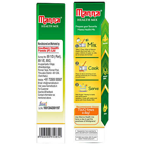 Manna Health Mix Kids Nutrition Drink - All Natural Multigrain, 675 g Carton Natural Nutrition, No Added Sugar, No Additives, No Colour & Flavour