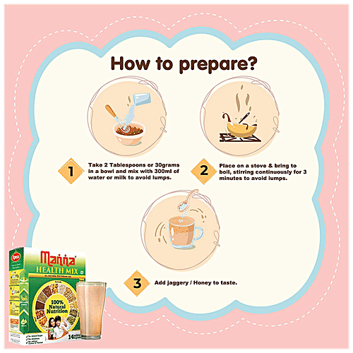 Manna Health Mix Kids Nutrition Drink - All Natural Multigrain, 675 g Carton Natural Nutrition, No Added Sugar, No Additives, No Colour & Flavour