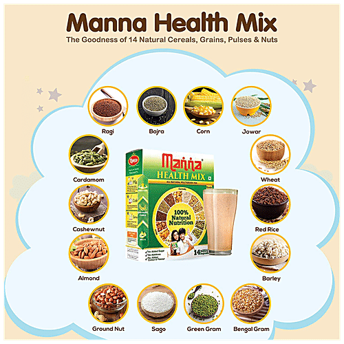 Manna Health Mix Kids Nutrition Drink - All Natural Multigrain, 675 g Carton Natural Nutrition, No Added Sugar, No Additives, No Colour & Flavour