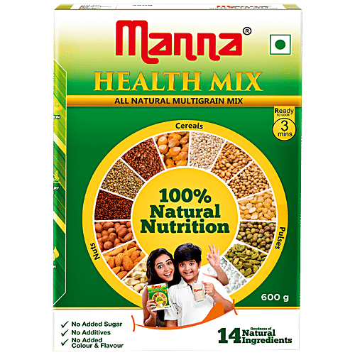 Manna Health Mix Kids Nutrition Drink - All Natural Multigrain, 675 g Carton Natural Nutrition, No Added Sugar, No Additives, No Colour & Flavour