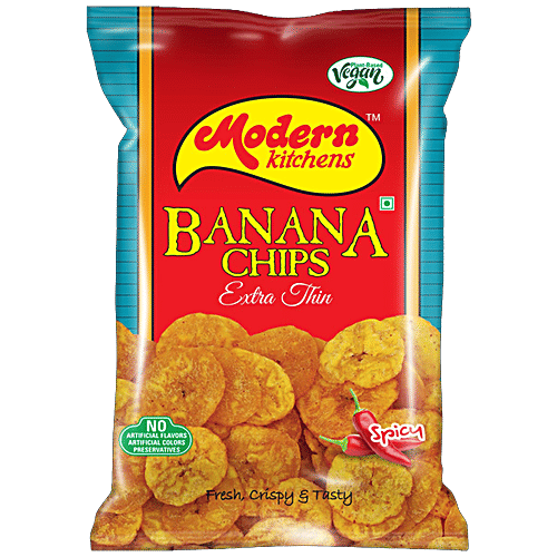 Buy Modern Kitchens Banana Chips Spicy, Vegan, Extra Thin, Fresh