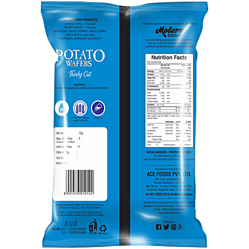 Modern Kitchens Potato Wafers - Salted, Vegan, Fresh, Crispy, No Preservatives, 70 g  