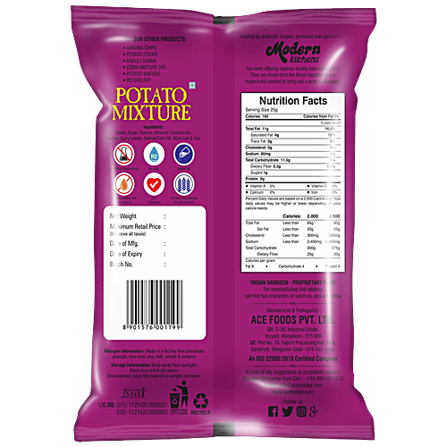 Modern Kitchens Potato Mixture - Enriched With Dry Fruits, Fresh, Crispy, No Preservatives, 150 g