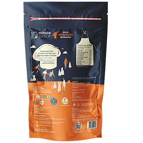 Sneha Select Tandoori Chicken Drumsticks - Frozen, Marinated, Protein-Rich, Medium Spicy, 500 g Pouch 