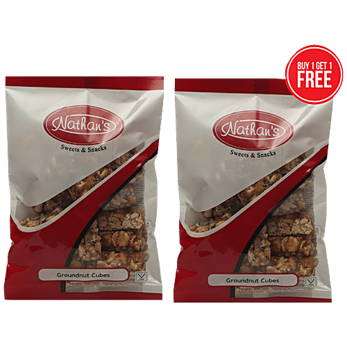 Nathan's Groundnut Cubes  - Traditional Snack, Rich In Iron, Calcium, 100 g (Buy 1 Get 1 Free) 