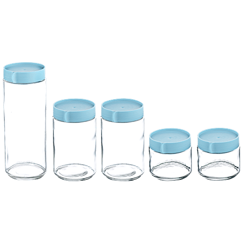 Buy Sanjeev Kapoor Manila Jars With Blue Lid In Gift Box Multi