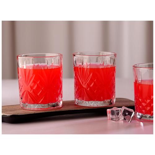 Soogo Oasis Juice Glass With Gift Box - Transparent, Functional, Elegant, 240 ml (Set of 6) 