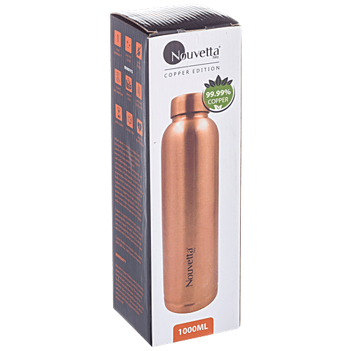 Nouvetta Alpine Pure Copper Bottle For Health Benefits - Sophisticated & Classy Design, 1 L  