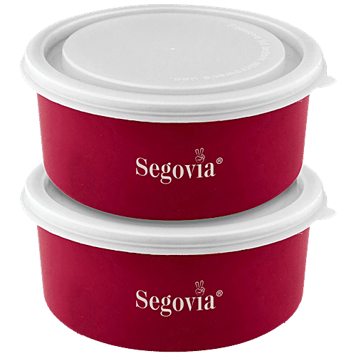 Segovia Stainless Steel Lunch Box/Food Storage/Utility Container With Lid - Microwave Safe, 400 ml (Set of 2) 