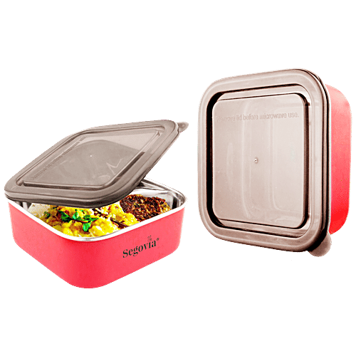 Segovia Stainless Steel Lunch Box/Food Storage/Utility Container With Lid - Microwave Safe, 2 pcs  