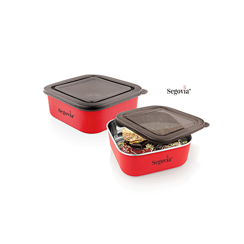 Segovia Stainless Steel Lunch Box/Food Storage/Utility Container With Lid - Microwave Safe, 2 pcs  