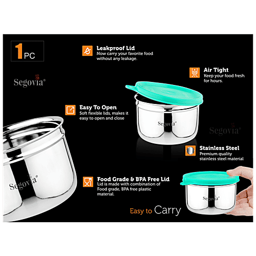 Segovia Stainless Steel Lunch Box/Food Storage/Utility Container With Lid - Rustproof, Teal, 550 ml (1 pc) 
