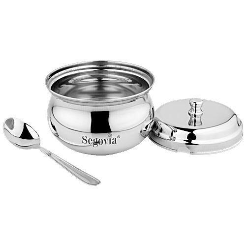 Buy Segovia Stainless Steel Ghee/Oil Pot With Lid & Spoon Rustproof