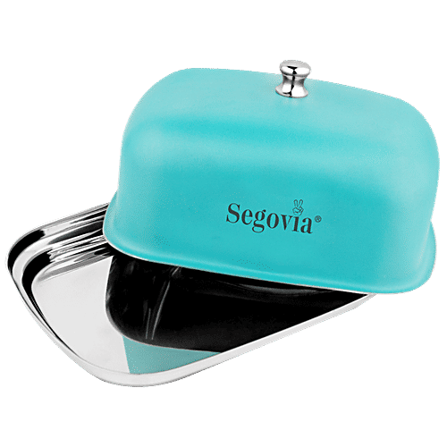 Segovia Stainless Steel Butter & Cheese Dish With Lid - Rustproof, For Fridge & Dinning Table, Teal, 500 ml (1 pc) 