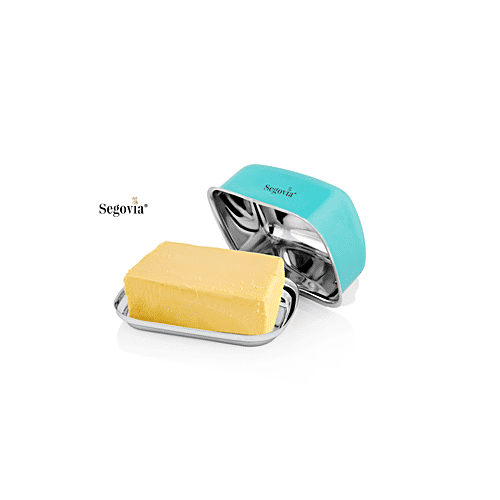 Segovia Stainless Steel Butter & Cheese Dish With Lid - Rustproof, For Fridge & Dinning Table, Teal, 500 ml (1 pc) 