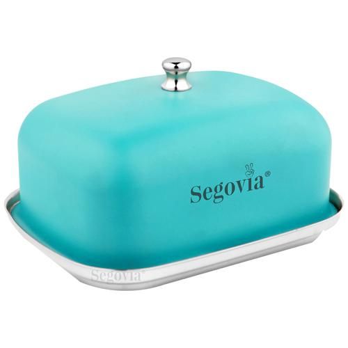 Segovia Stainless Steel Butter & Cheese Dish With Lid - Rustproof, For Fridge & Dinning Table, Teal, 500 ml (1 pc) 