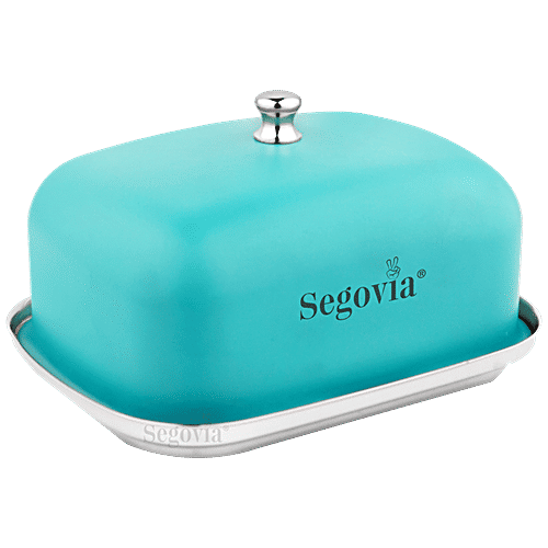 Segovia Stainless Steel Butter & Cheese Dish With Lid - Rustproof, For Fridge & Dinning Table, Teal, 500 ml (1 pc) 