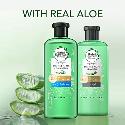 Herbal Essences Potent Aloe & Bamboo Shampoo - For Strength, Free Of Sulphates, Silicones & Paraben, 400 ml  