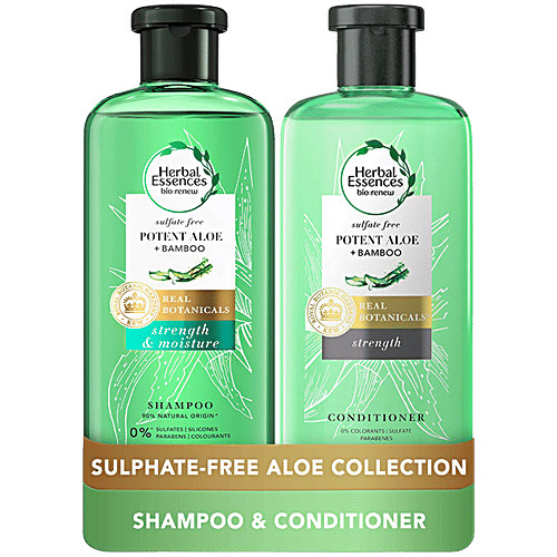 Herbal Essences Potent Aloe & Bamboo Shampoo - For Strength, Free Of Sulphates, Silicones & Paraben, 400 ml  