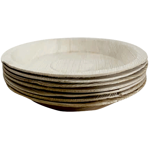 Envome 8'' Round Areca Leaf disposable Plate - Eco-Friendly, Lightweight, Leakproof, Chemical Free, 6 pcs  