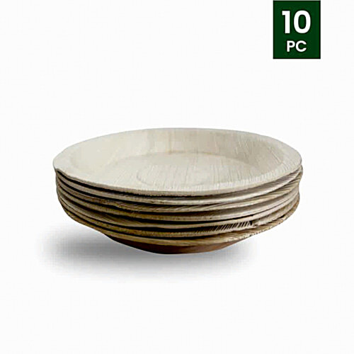Envome 8'' Round Areca Leaf disposable Plate - Eco-Friendly, Lightweight, Leakproof, Chemical Free, 6 pcs  