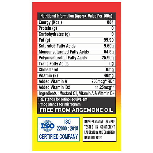 Saloni Kachchi Ghani Pure Mustard Oil - Enhances Flavour, Rich In Vitamins, Helps In Digestion, 1 L  