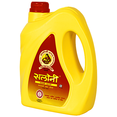 Saloni Kachchi Ghani Pure Mustard Oil - Enhances Flavour, Rich In Vitamins, Helps In Digestion, 2 l  