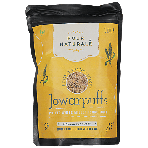 Pour Naturale White Millet/Jowar Masala Puffs - Healthy Roasted Snack, Gluten & Cholesterol Free, 100 g  