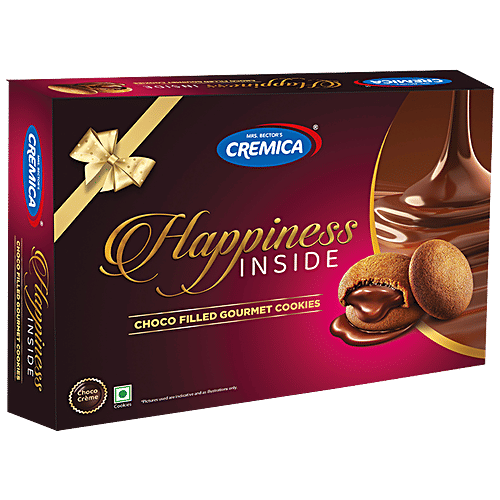 Cremica Happiness Inside Choco Filled Gourmet Cookies - Crispy & Crunchy, 200 g  