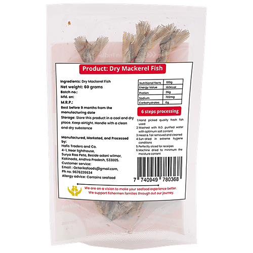 Octorika Dry Mackerel Fish - Rich In Protein, Minerals, 60 g  